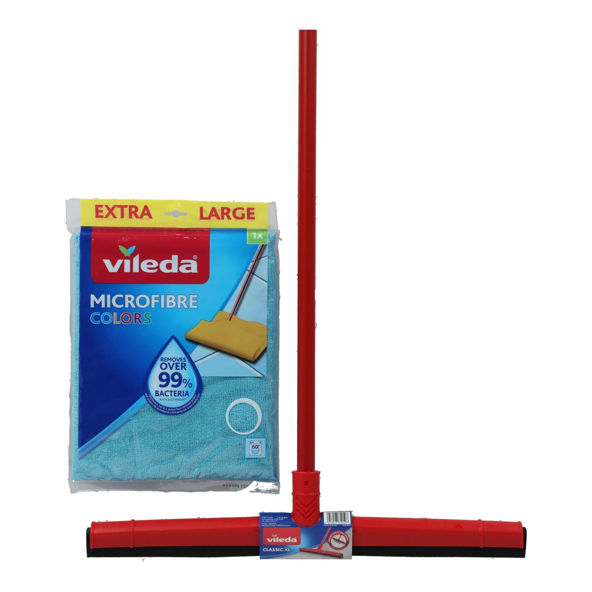 Vileda Long Lasting Durable Floor Wiper with Microfiber Cloth Red and Black 52cm